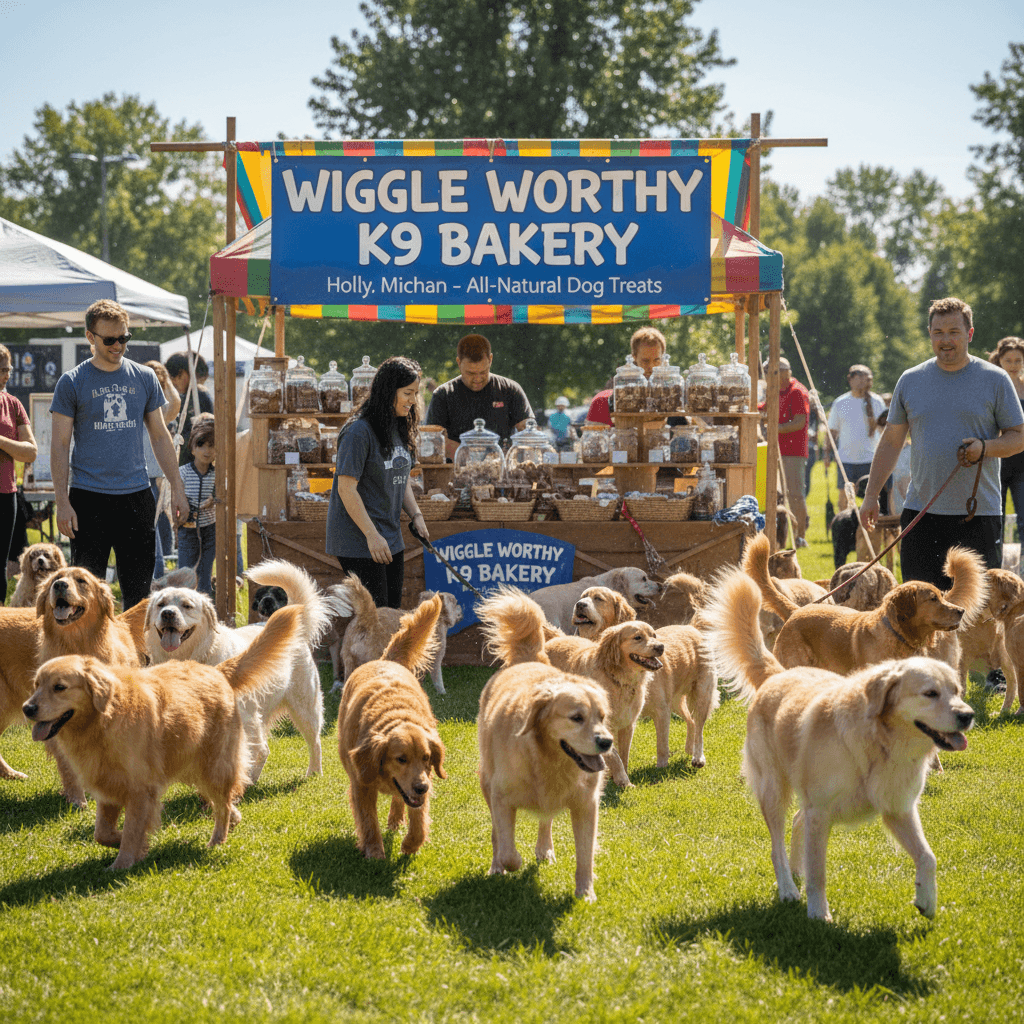 Dogs of all sizes socializing at a Wiggle Worthy event