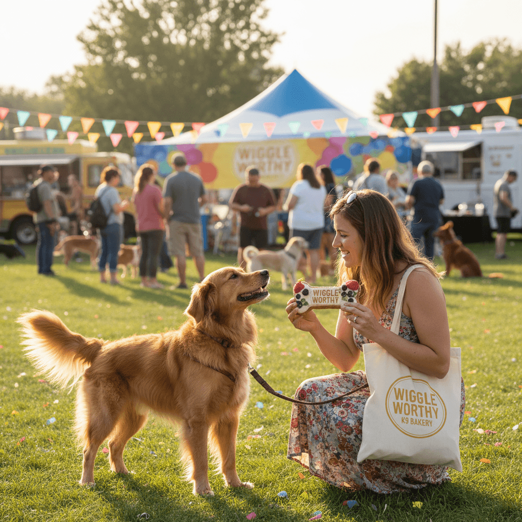Dog and owner sharing a treat moment at a celebration in Holly