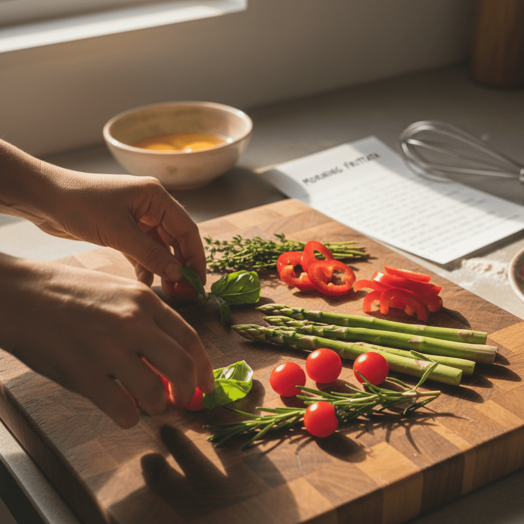 Hands arranging sweet potato slices on a dehydrator tray