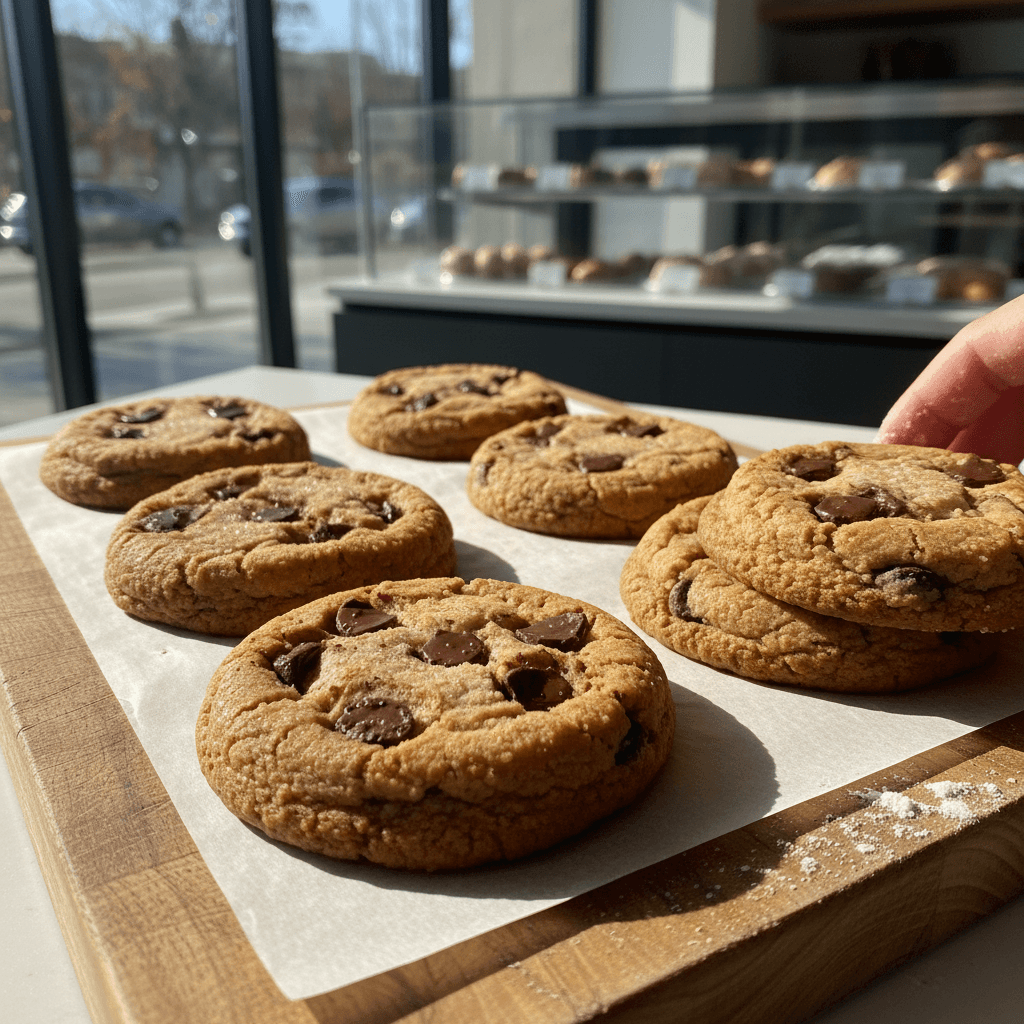 Freshly dehydrated dog treats on a wooden counter